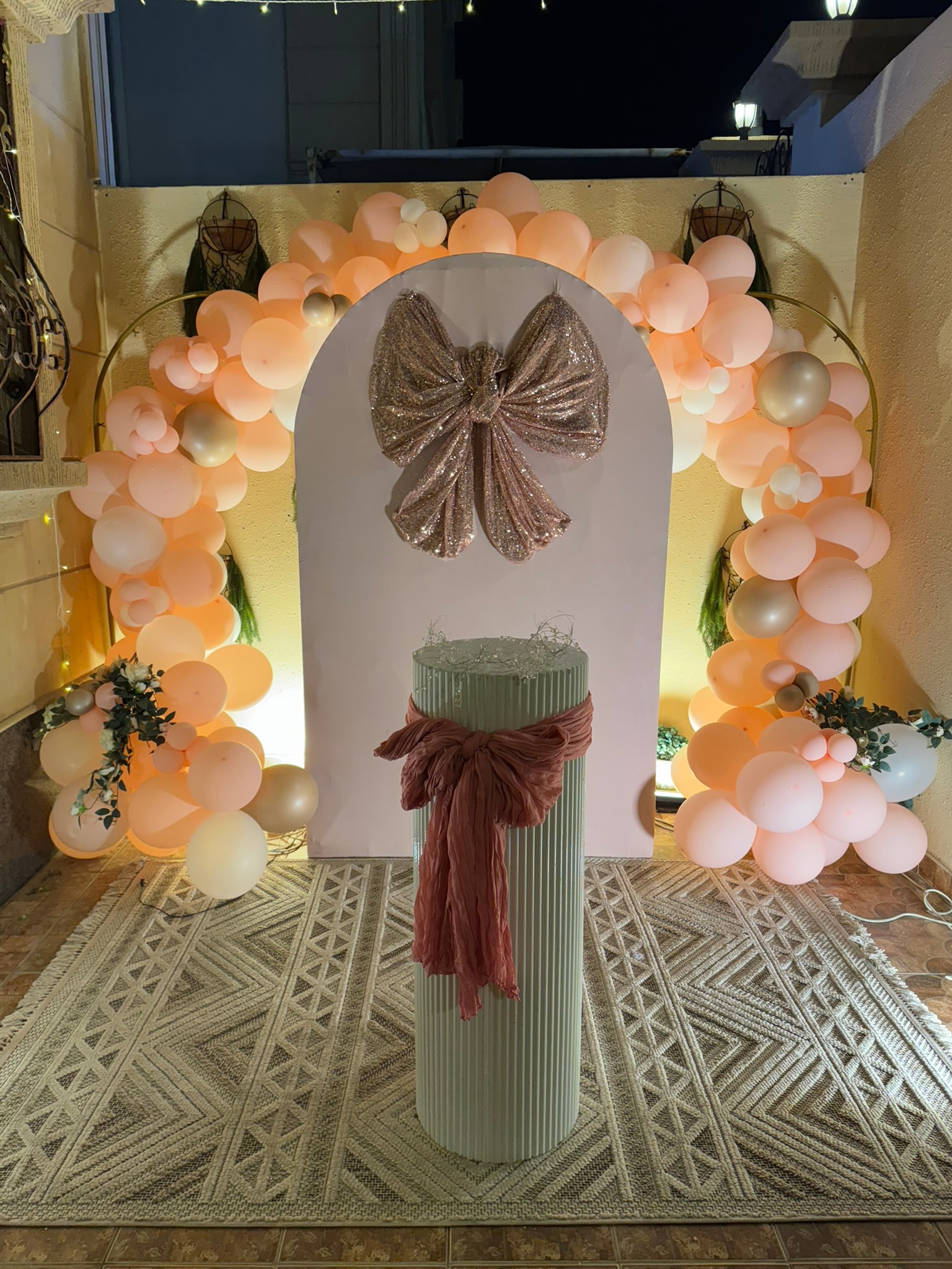 Baby shower floral and balloon arch